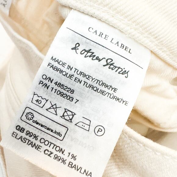 & Other Stories Wide Leg Cream Button Fly Denim Jeans Size 28 - Picture 9 of 9